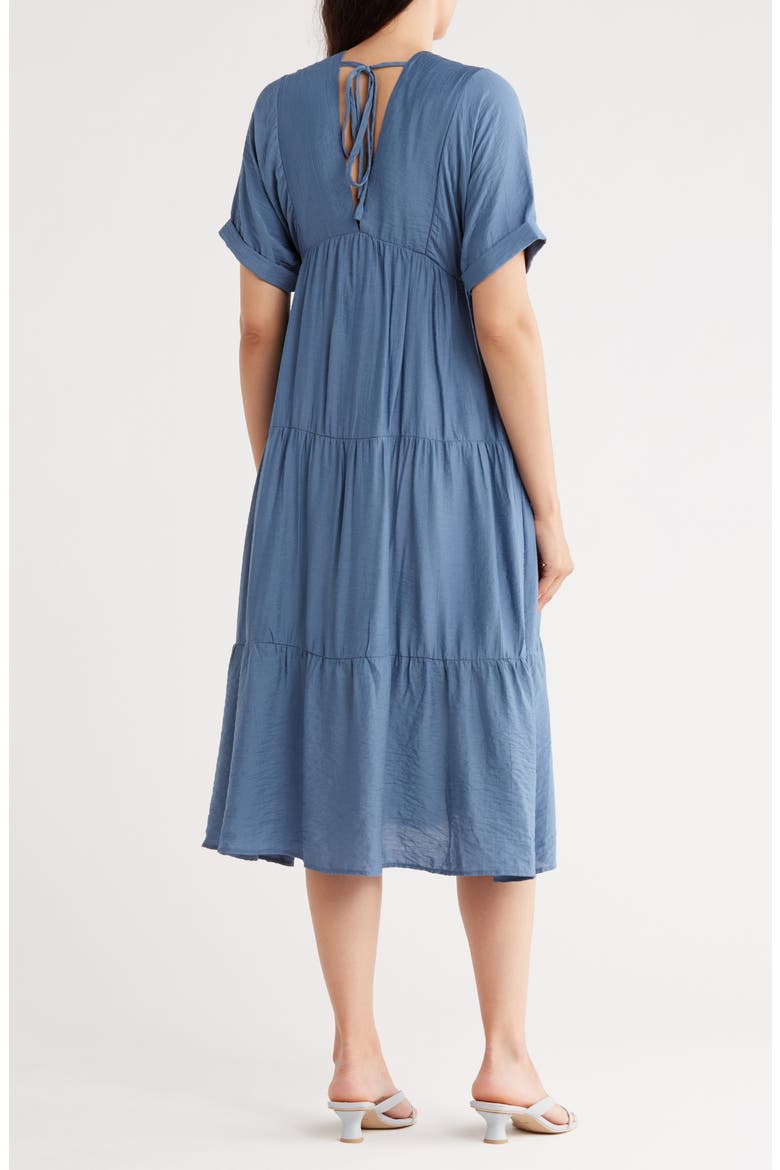 Drop Shoulder Tiered Babydoll Midi Dress, Alternate, color, BLUE