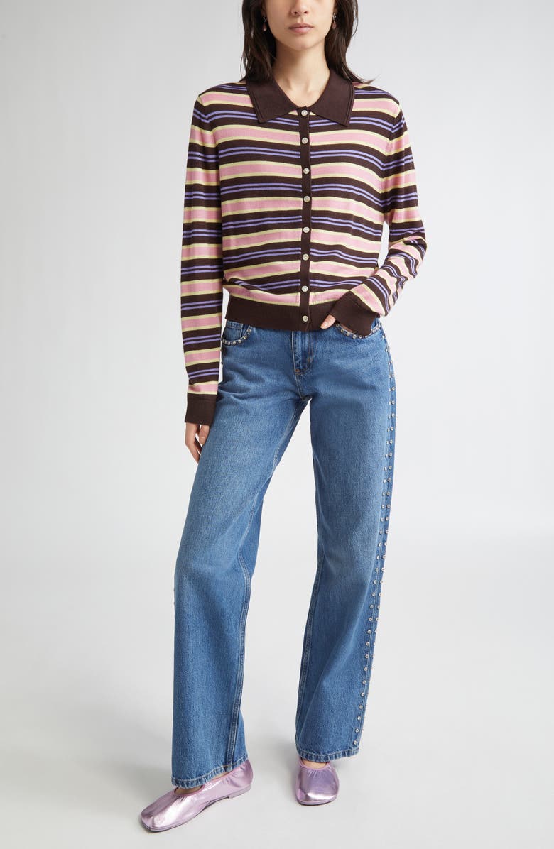 Sandy Liang Updo Low Rise Straight Leg Jeans, Alternate, color, Medium Blue