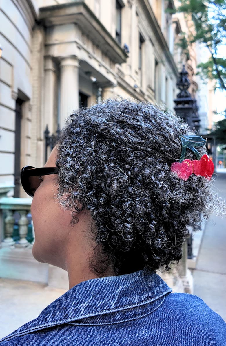 Solar Eclipse Cherry Heart Claw Hair Clip, Alternate, color, Red