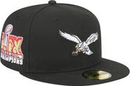 New Era Men's New Era Black Philadelphia Eagles Super Bowl LIX Champions Historic Side Patch 59FIFTY Fitted Hat