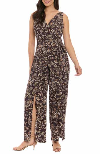London Times Floral Walk-Through Jumpsuit