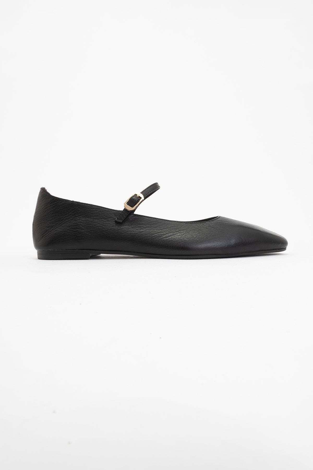 Forever & Always Shoes Lara Leather Mary Jane Flats, Alternate, color, Black Leather