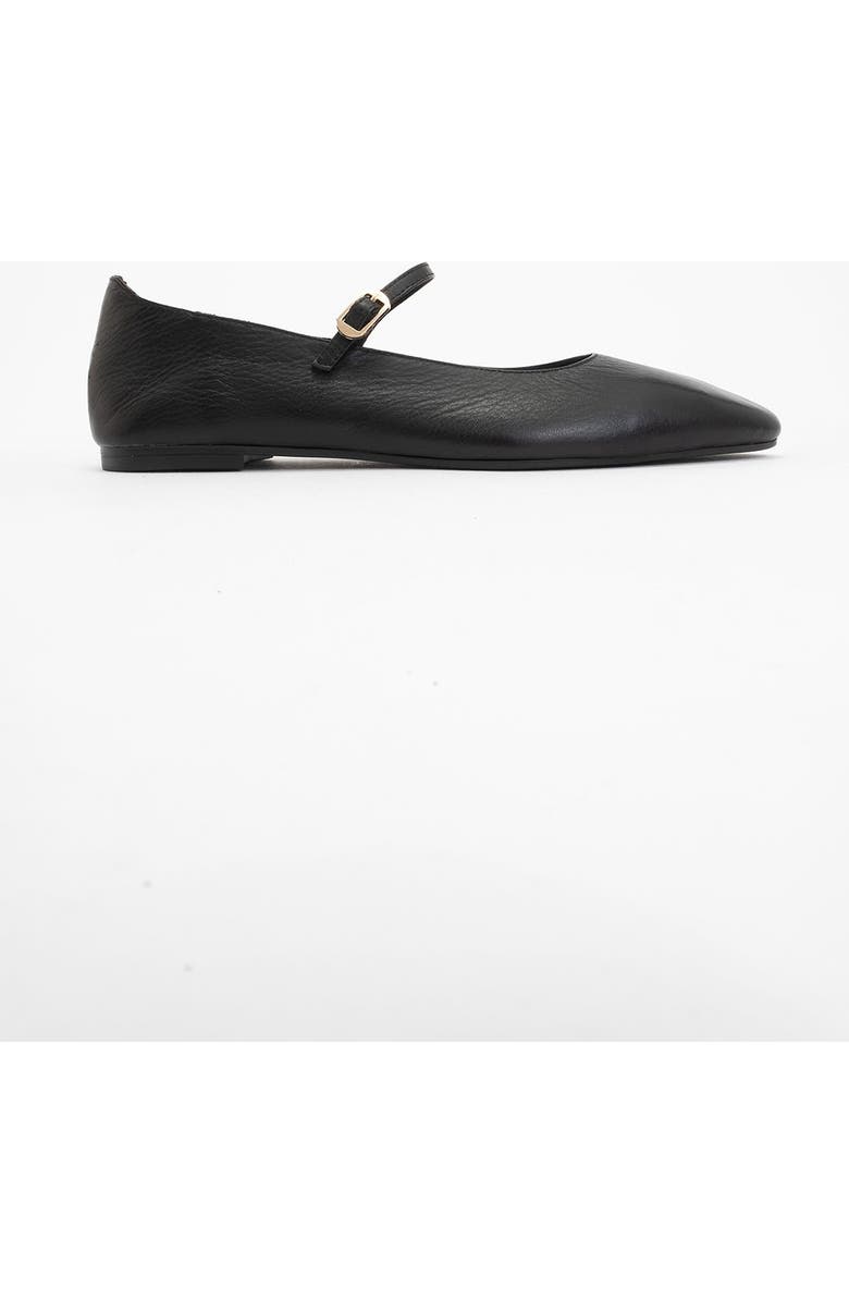Forever & Always Shoes Lara Leather Mary Jane Flats, Alternate, color, Black Leather