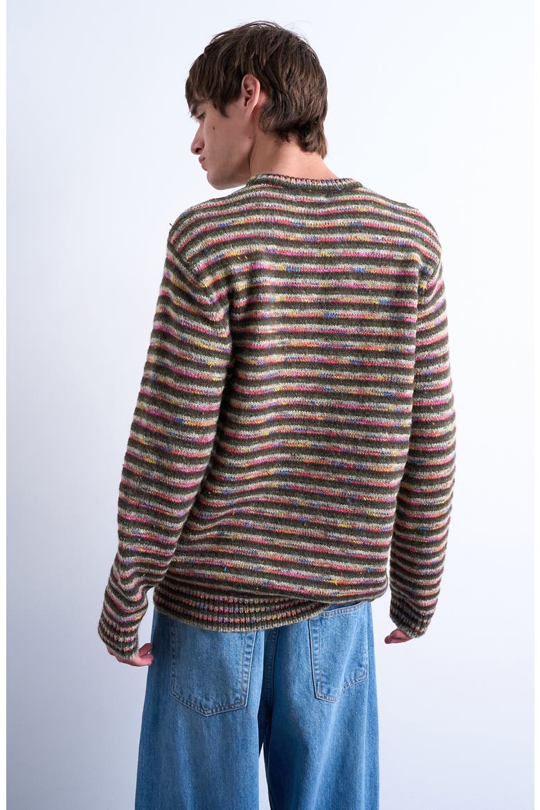 Twist Stripe Sweater, Alternate, color, KHAKI GREEN MULTI