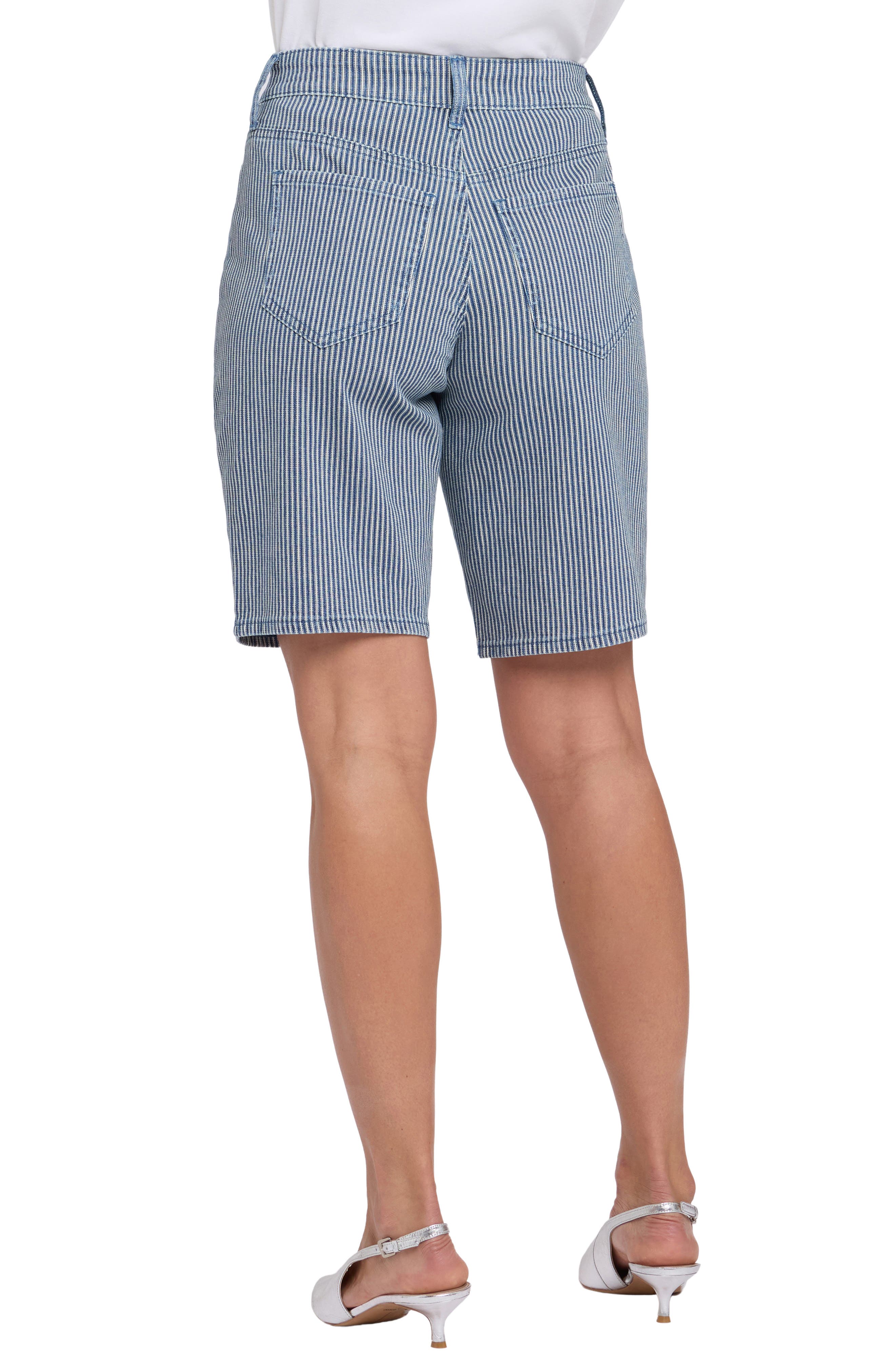 Lilly Stripe Relaxed Long Denim Shorts - image 2
