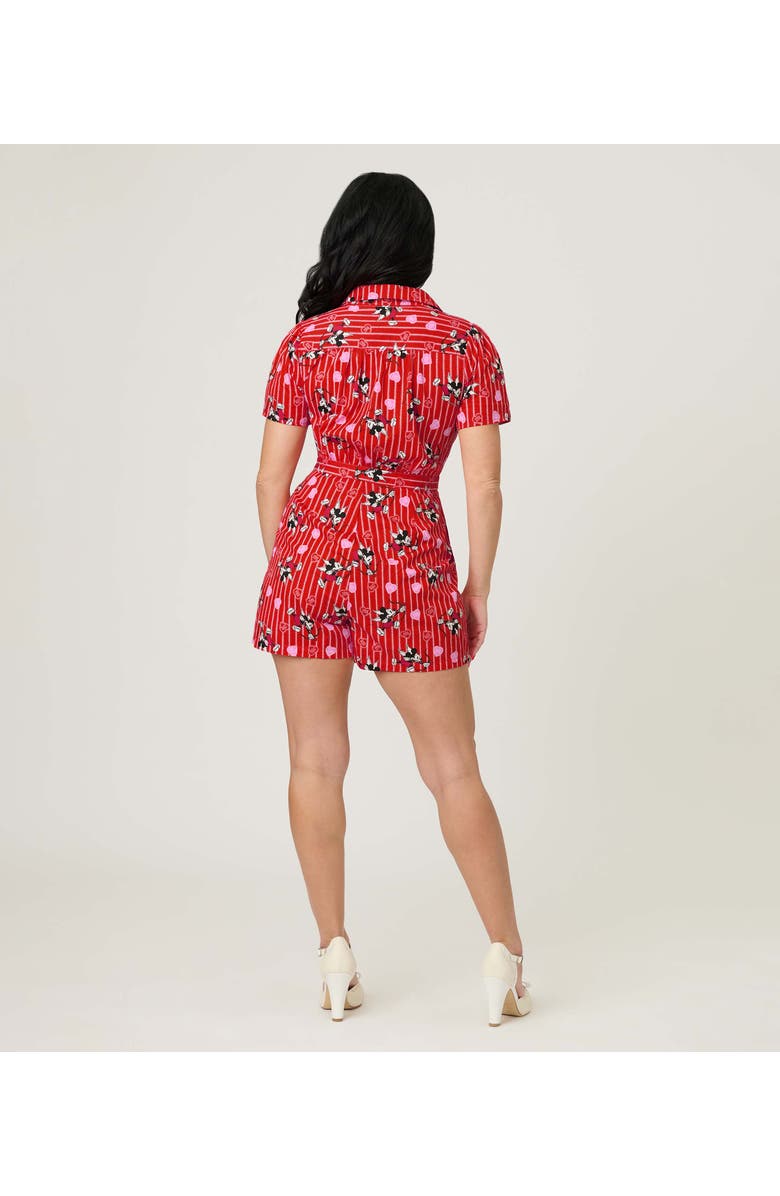 Unique Vintage Button Front Romper, Alternate, color, Red & White Stripe