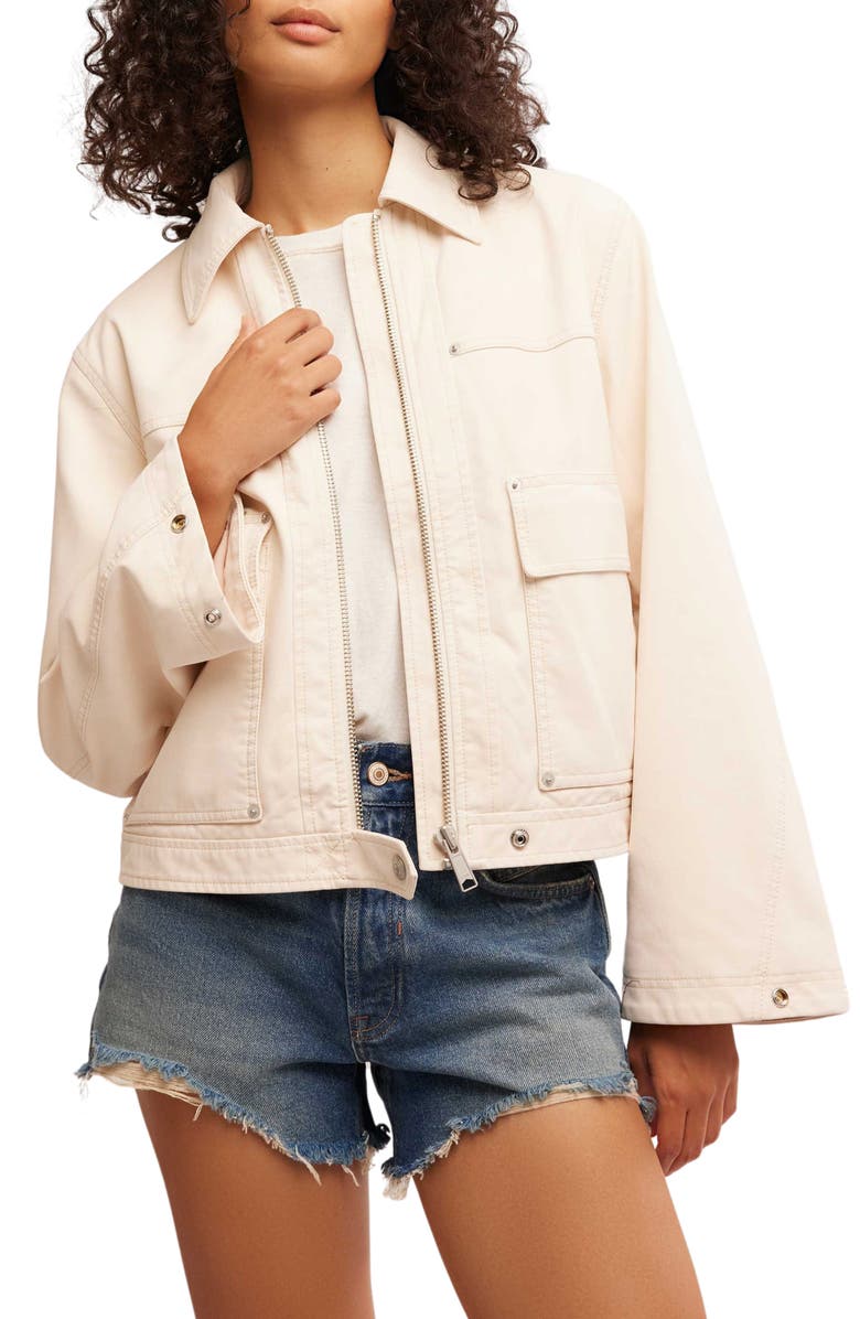 Free People Blair Faux Suede Jacket, Main, color, Sea Salt