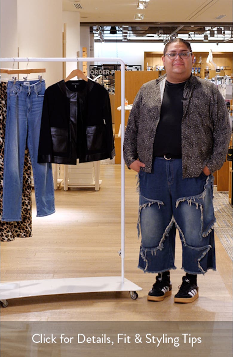 Faux Leather Trim Stretch Ponte Jacket, sales video thumbnail