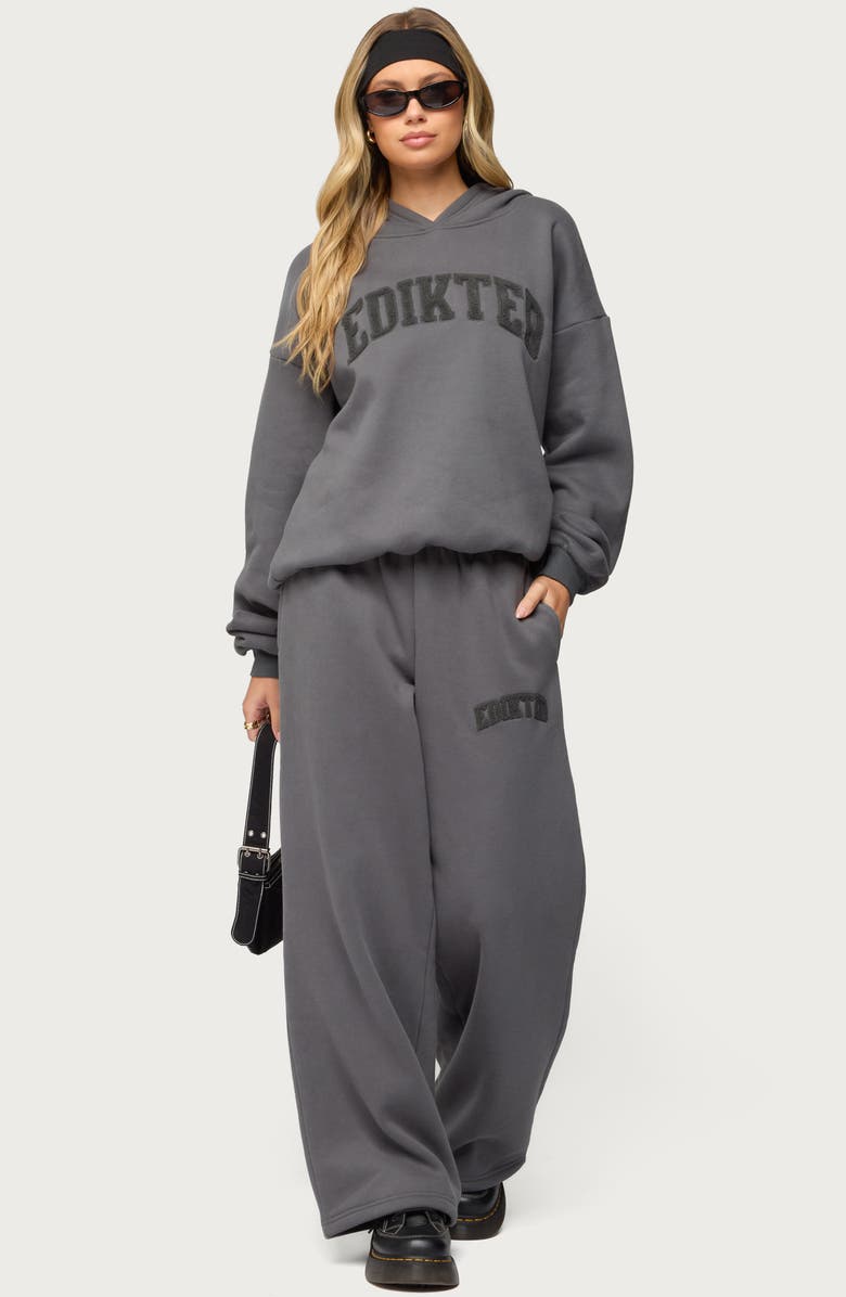 EDIKTED To You Fuzzy Logo Sweatpants, Alternate, color, Dark-Gray