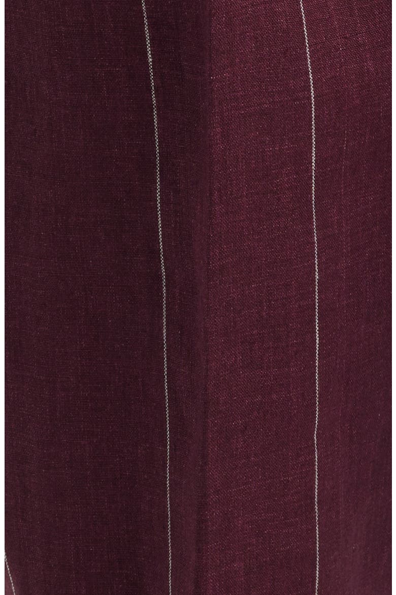 Nova Pinstripe Pleated Wool Blend Trousers, Alternate, color, WINE