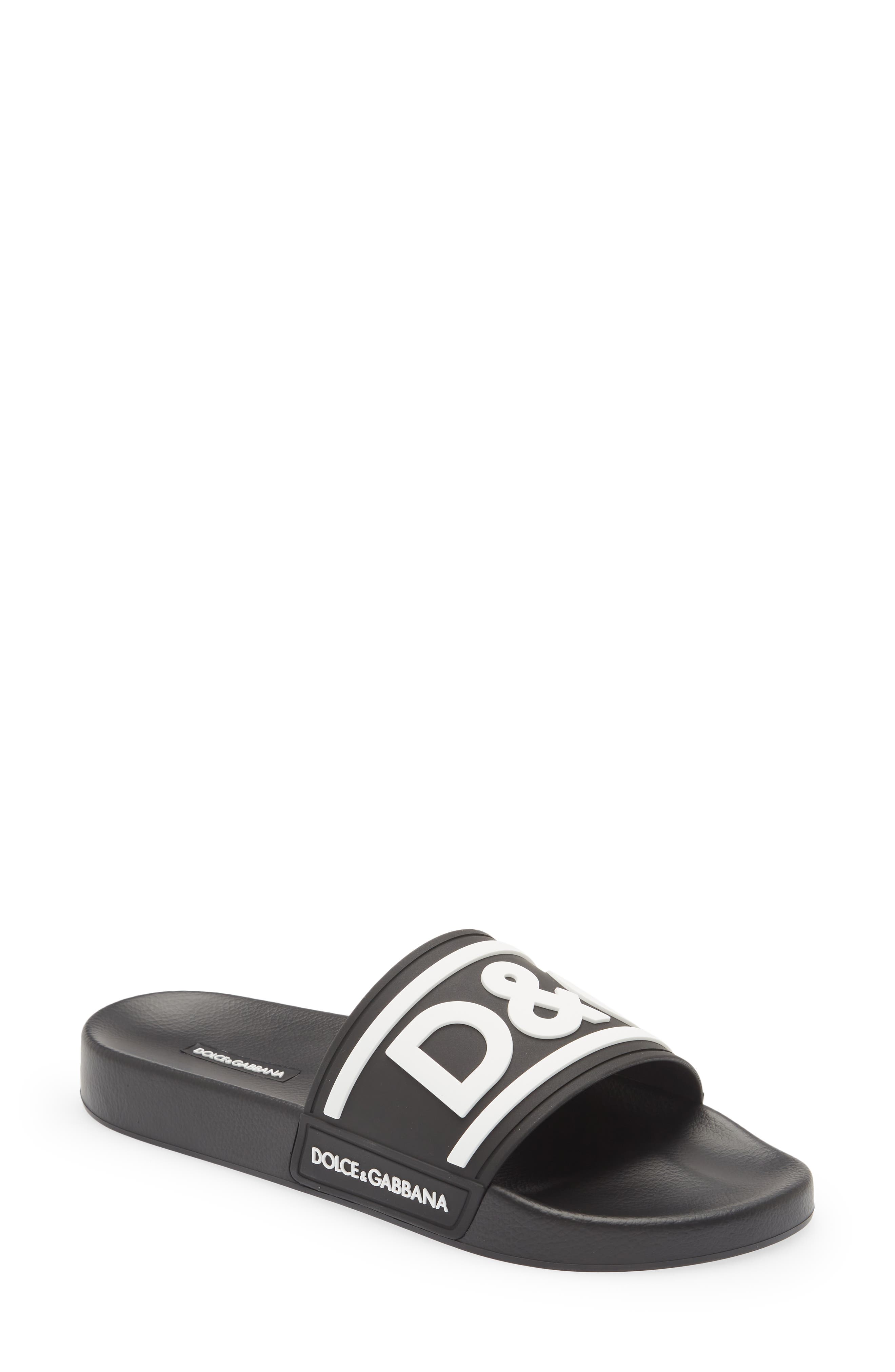 Dolce&Gabbana Logo Embossed Sport Slide, Main, color, 89690 Black/White