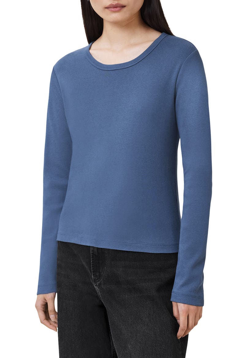 Stevie Long Sleeve Organic Cotton T-Shirt, Main, color, LIGHT DENIM BLUE