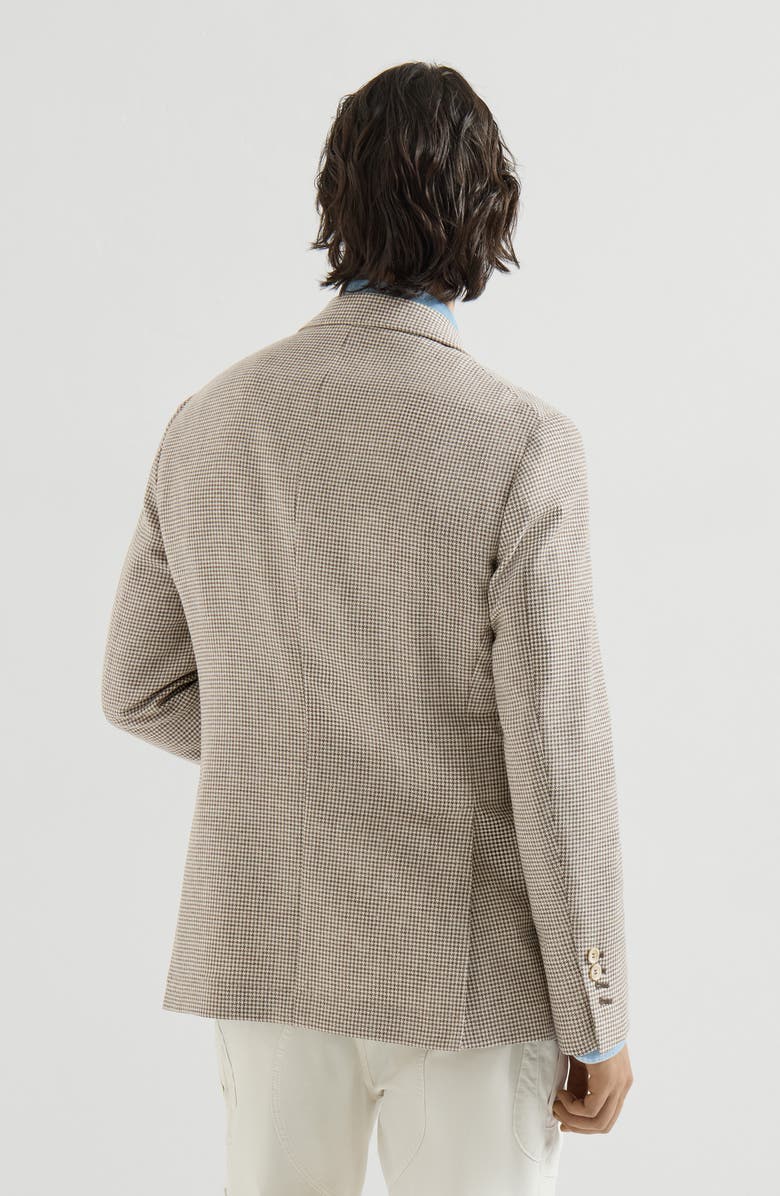 Brunello Cucinelli Wool, alpaca and silk houndstooth deconstructed Cavallo blazer, Alternate, color, Stone Grey