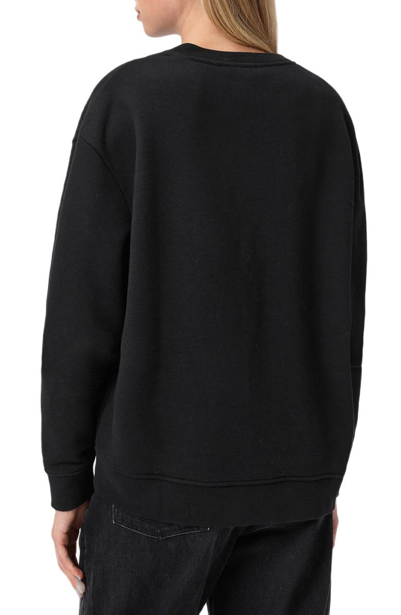 AllSaints Etta Crystal Embellished Fleece Sweatshirt, Alternate, color, Black