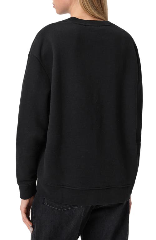 Allsaints Etta Crystal Embellished Fleece Sweatshirt In Black