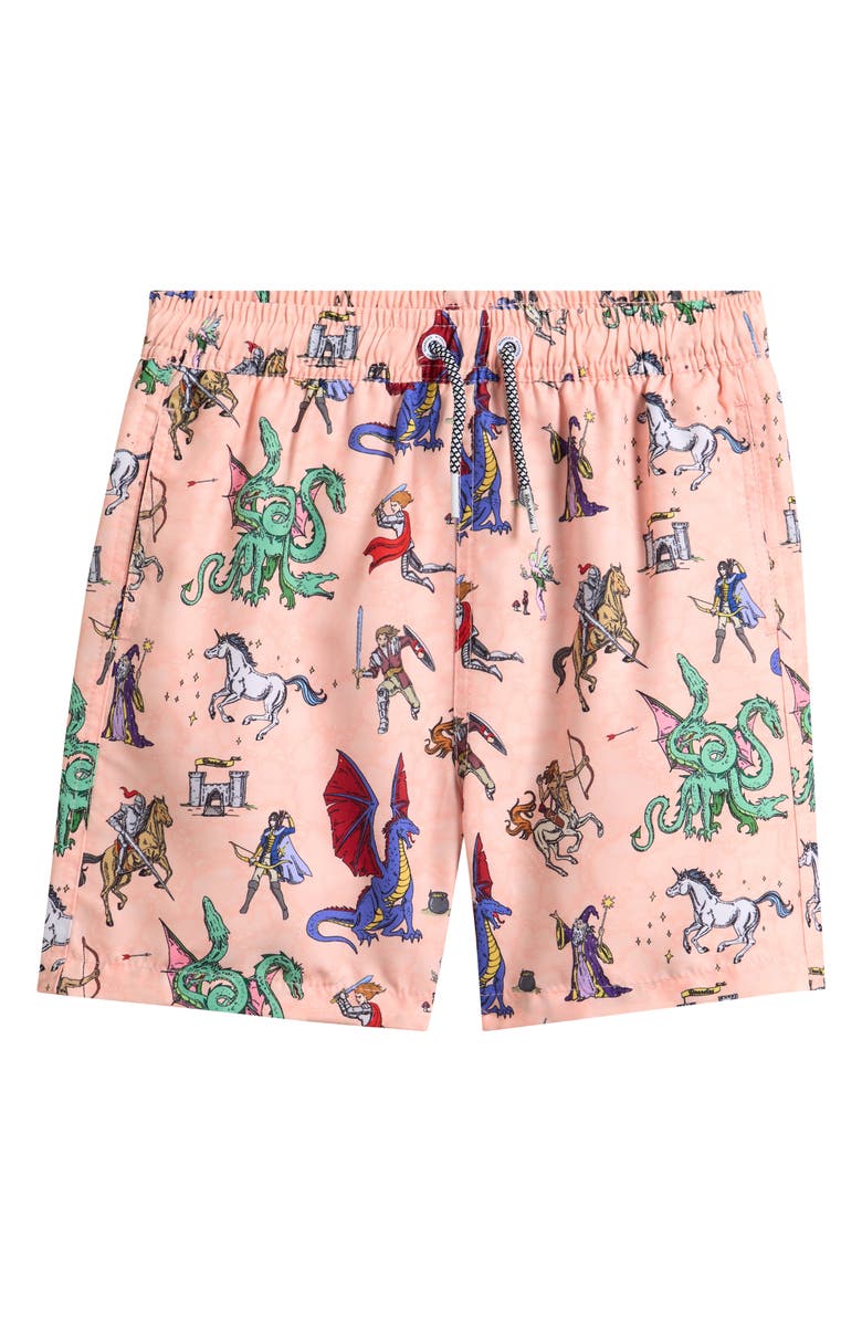Boardies Kids' Fantasy Folk Print Swim Trunks, Main, color, Peach