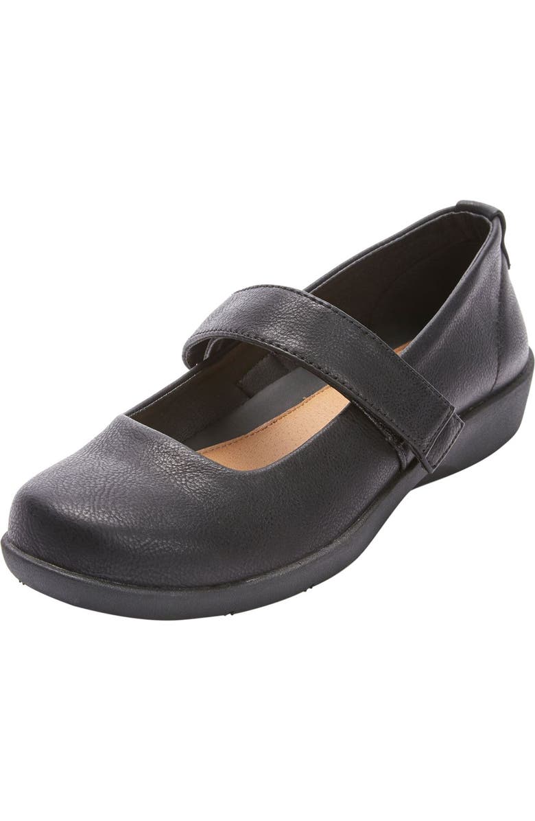 Comfortview The Carla Mary Jane Flat, Main, color, Black