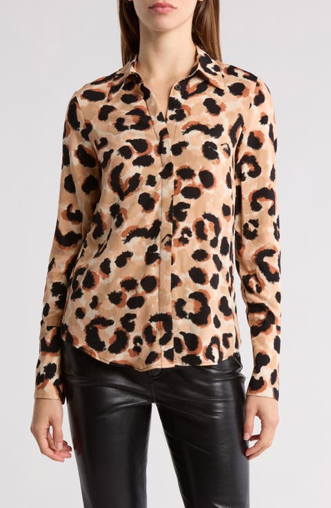 Slim Fit Dusty Leopard Button-Up Shirt
