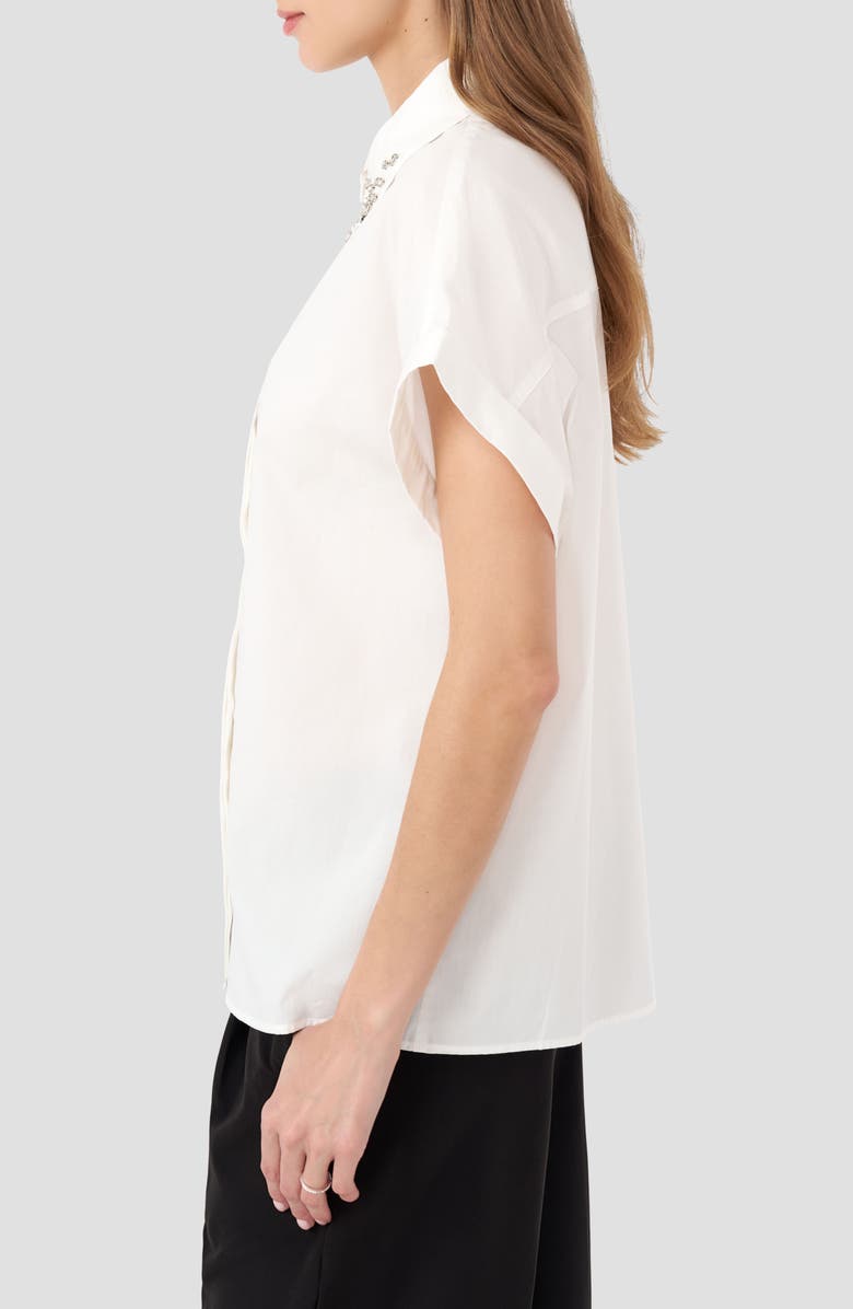 RM Rebecca Minkoff Crystal Dolman Button-Up Shirt, Alternate, color, White Solid