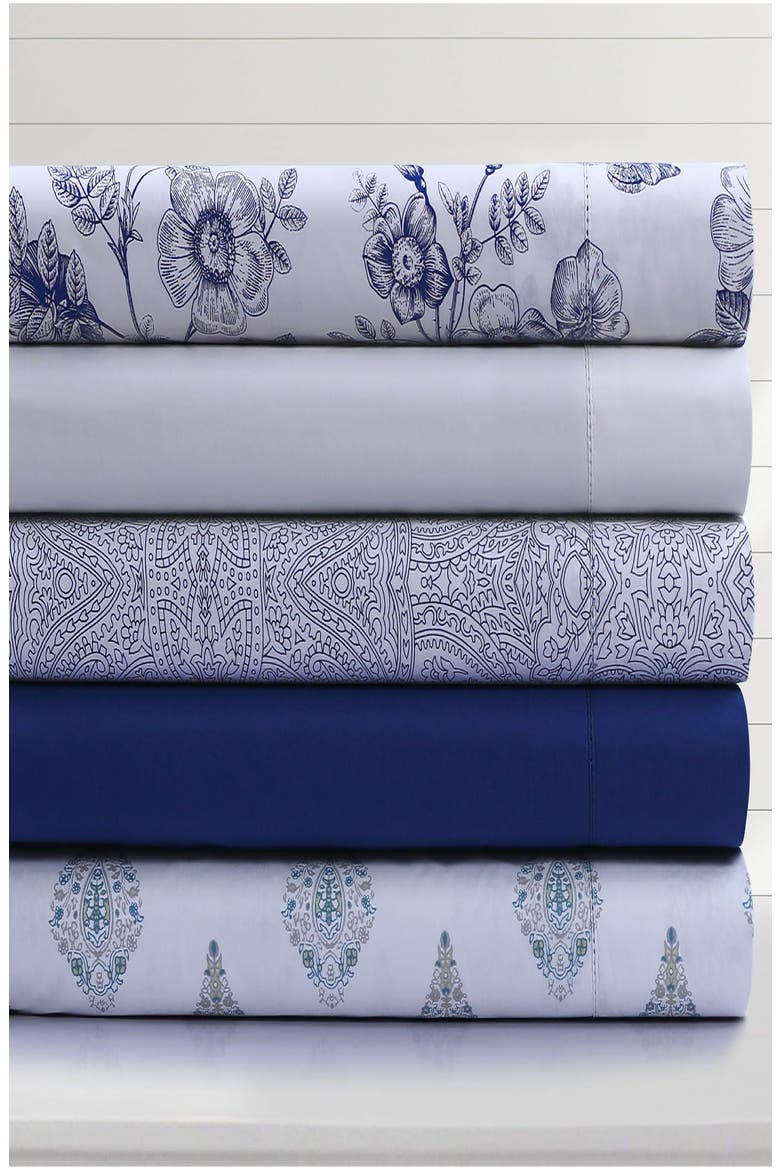 400 Thread Count Organic Cotton Percale Sheet Set, Alternate, color, SAPPHIRE BLUE