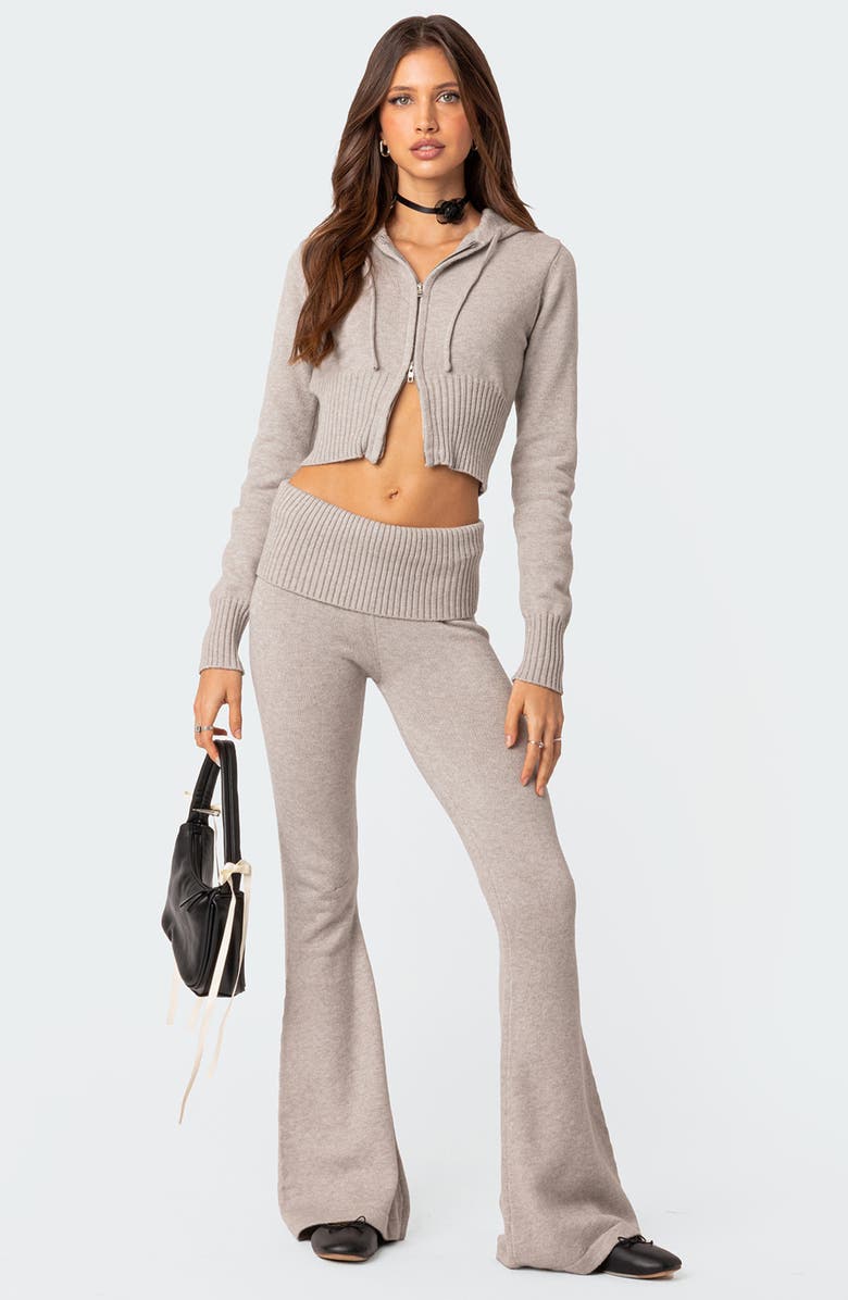 EDIKTED Desiree Crop Zip-Up Sweater Hoodie, Alternate, color, 