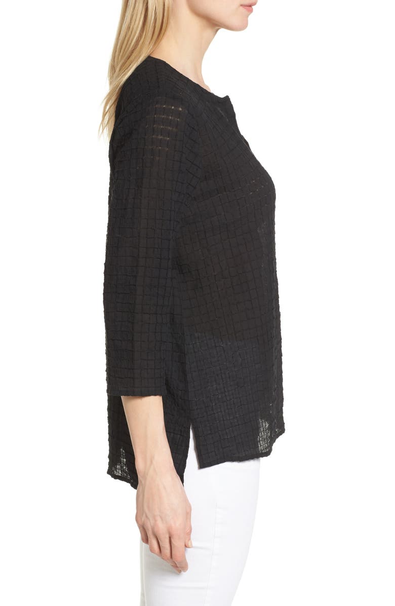 Eileen Fisher Check Textured Blouse, Alternate, color,