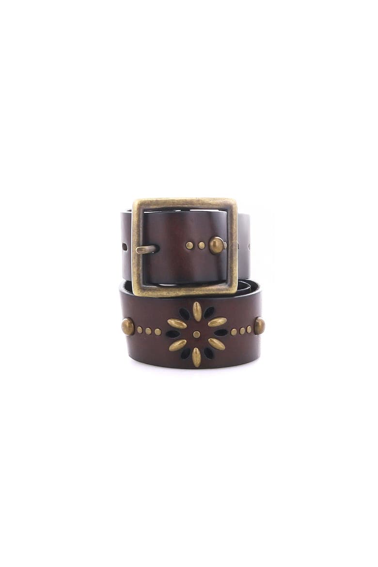 Hollis Studded Belt, Main, color, Brown