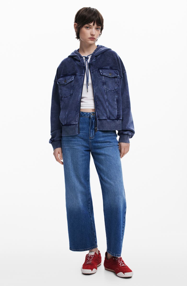 Desigual Front Zip Hoodie, Alternate, color, 