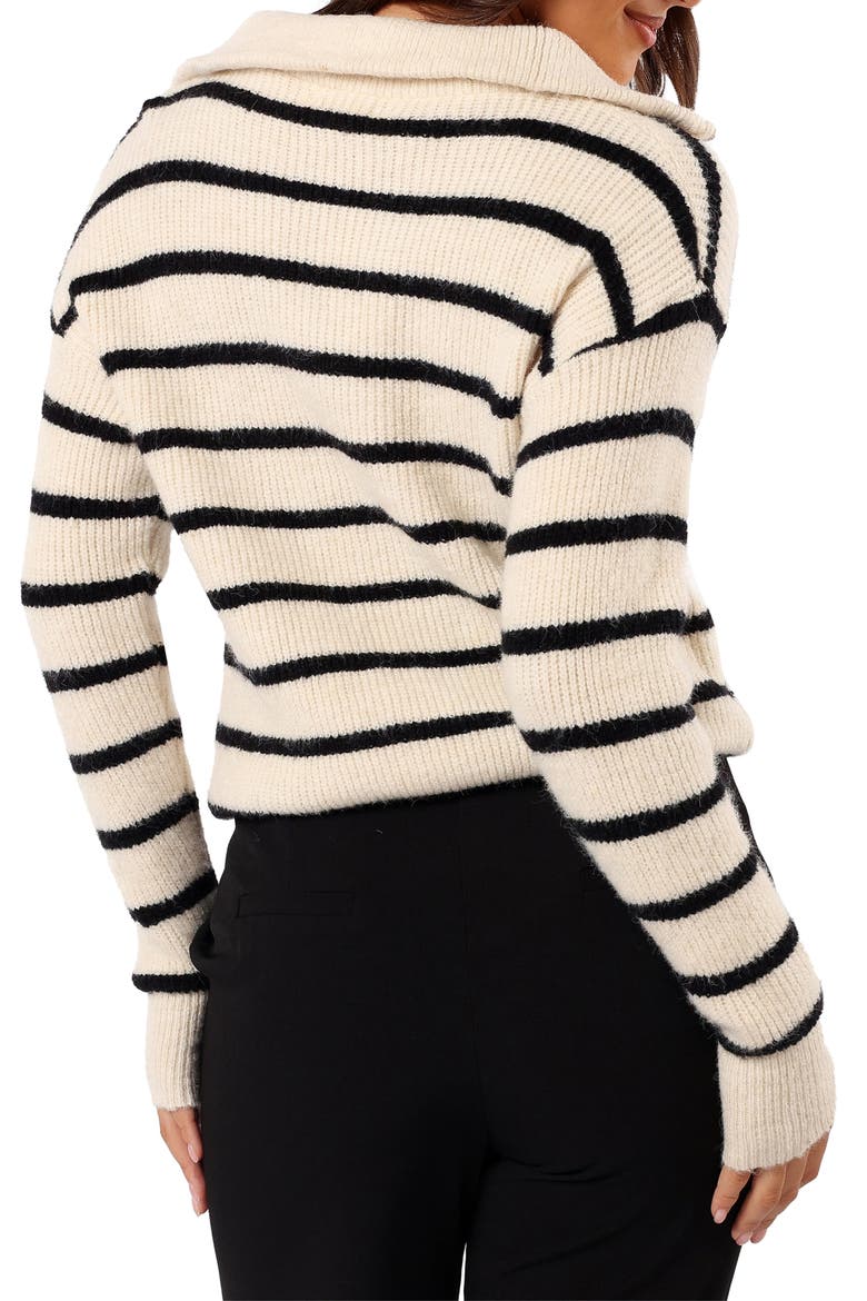 Everleigh Stripe Quarter Zip Sweater, Alternate, color, CREAM