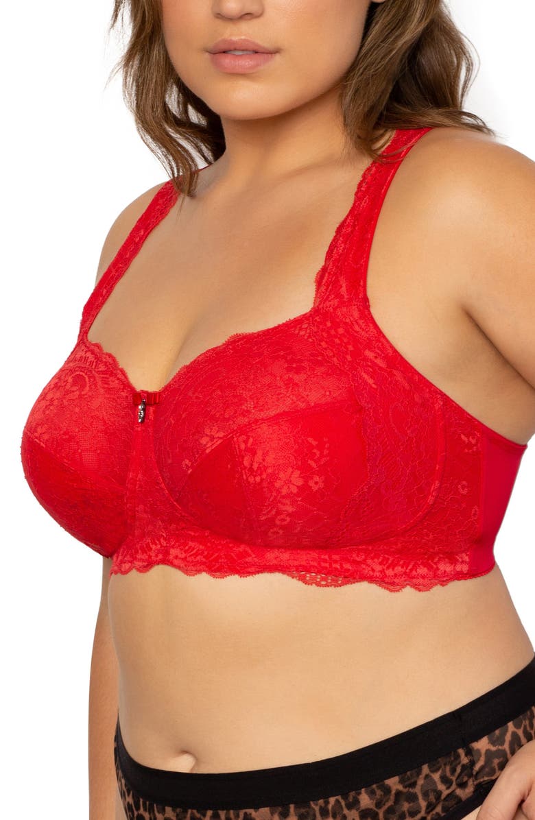 Curvy Couture Luxe Lace Wireless Bralette, Alternate, color, Crantastic