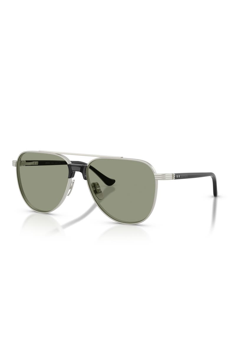 59mm Pilot Sunglasses, Alternate, color, SILVER MATTE / DARK GREEN RED