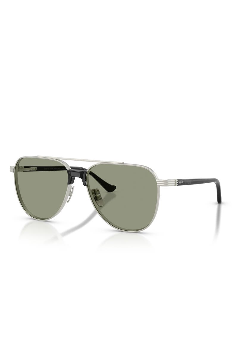 Ferrari 59mm Pilot Sunglasses, Alternate, color, Silver Matte / Dark Green Red