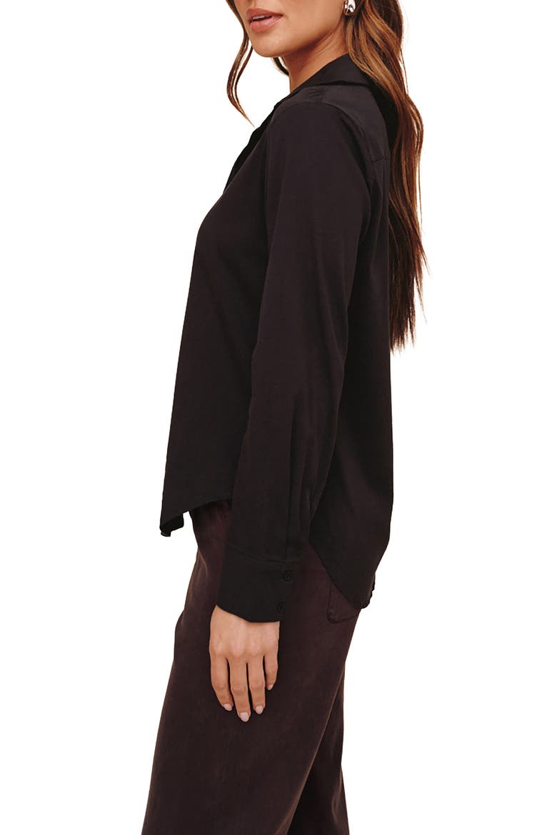 Clean Button Front Shirt, Alternate, color, BLACK