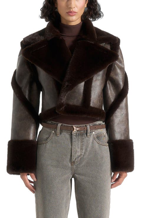 Kena Vintage Leather & Plush 2-in-1 Gilet Jacket