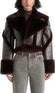Manière De Voir Kena Vintage Leather & Plush 2-in-1 Gilet Jacket