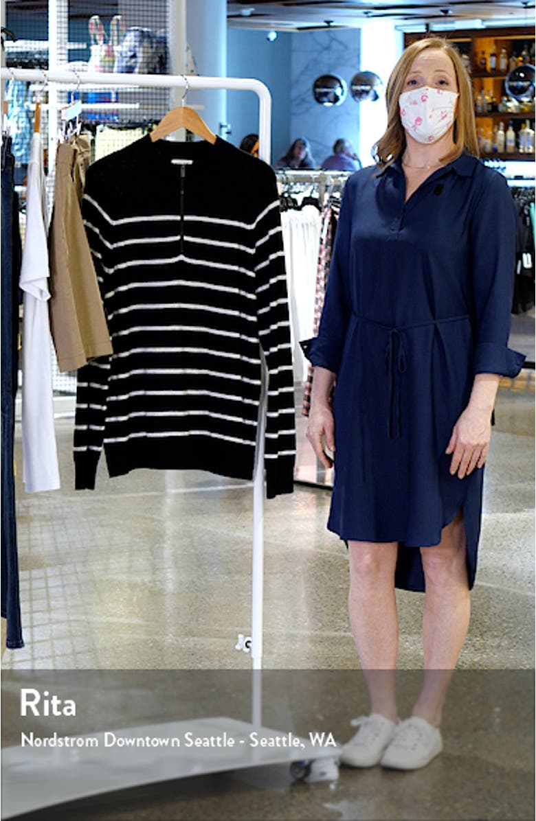 Stripe Mock Neck Cotton Blend Sweater, sales video thumbnail