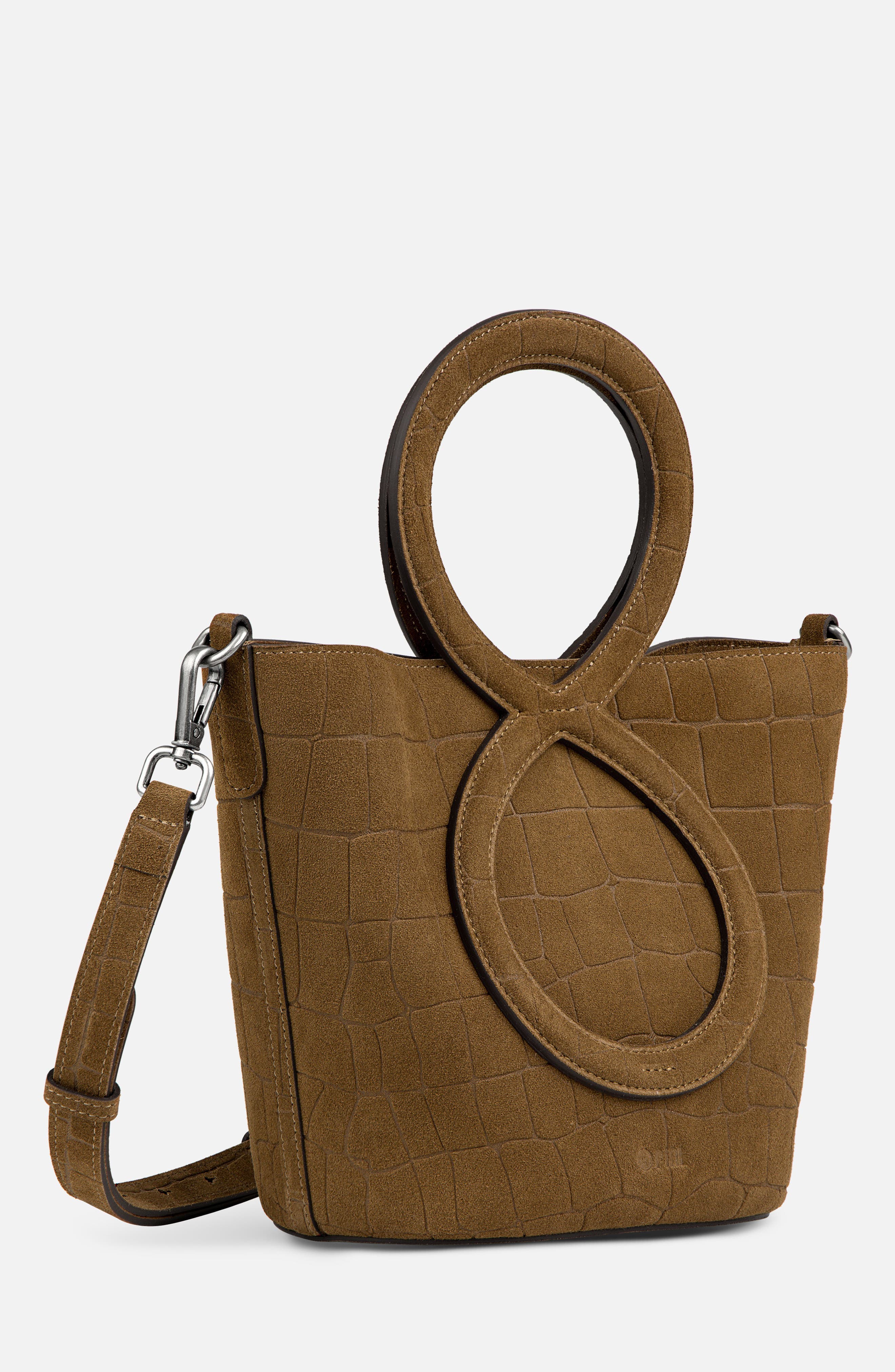 Infinity Bag - Coffee Brown Croc Embossed Suede, Alternate, color, Coffee Brown