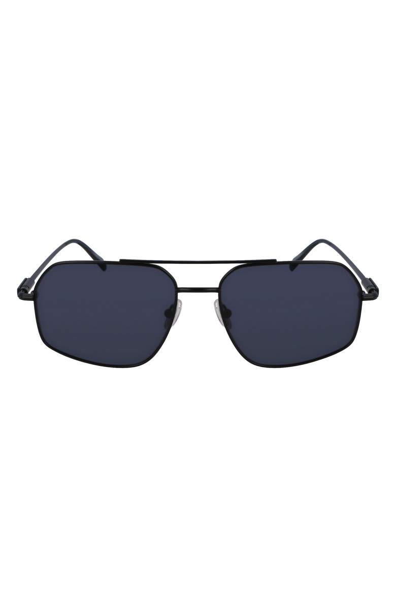 FERRAGAMO Prisma 58mm Navigator Sunglasses, Main, color, Matte Black