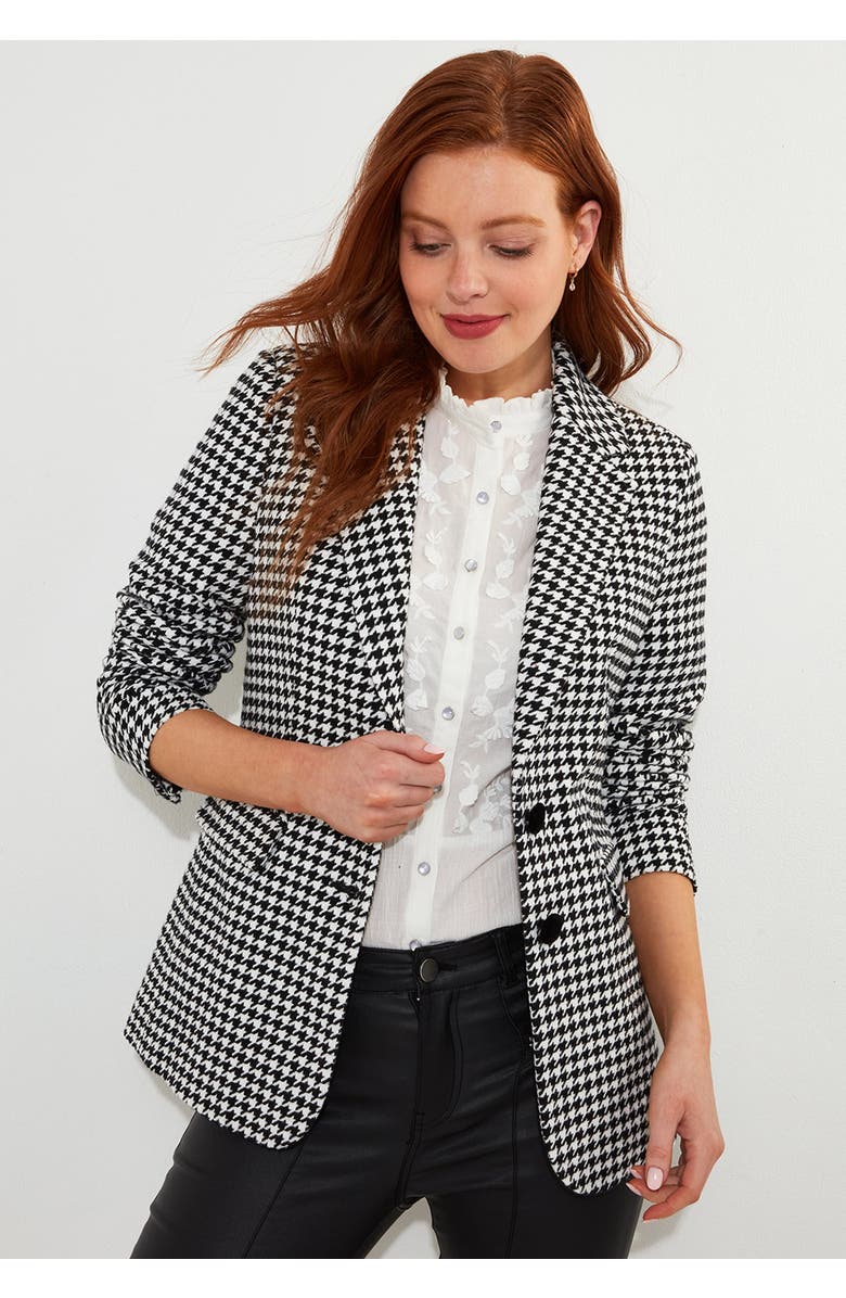 Joe Browns Notch Lapel Blazer, Main, color, Black Mini Houndstooth