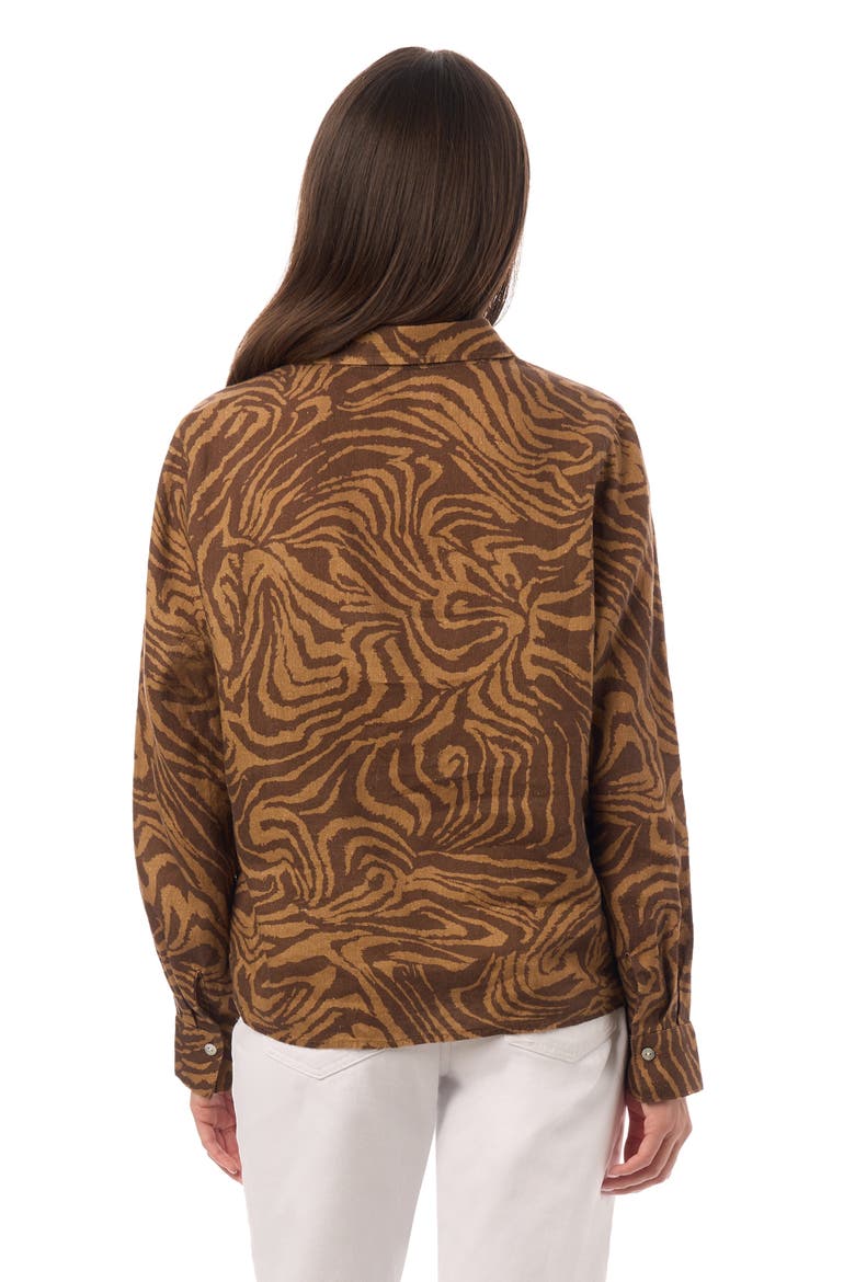 One Pocket Long Sleeve Linen Shirt, Alternate, color, Brown Zebra