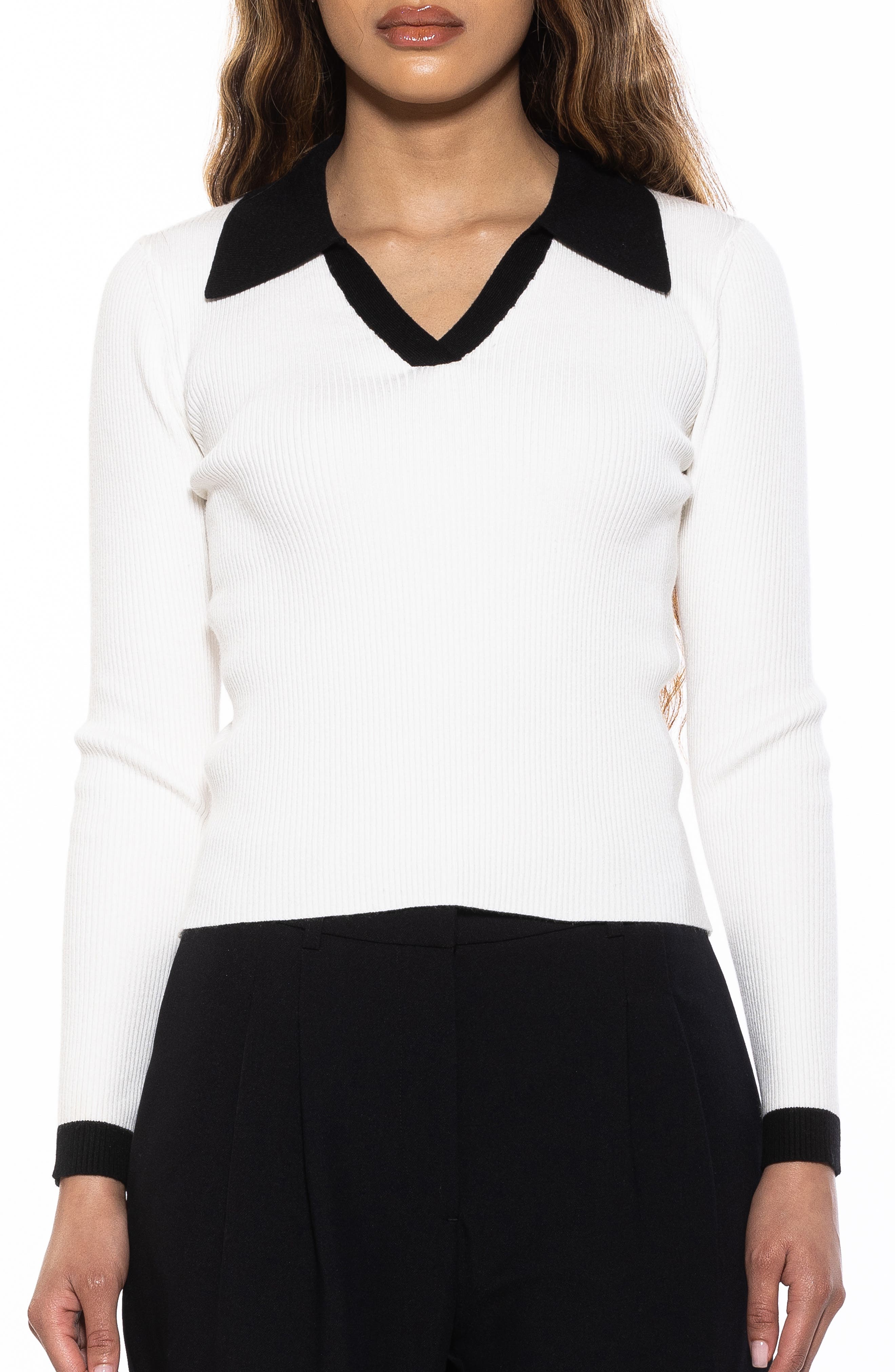 Alexia Admor Collar Knit Top