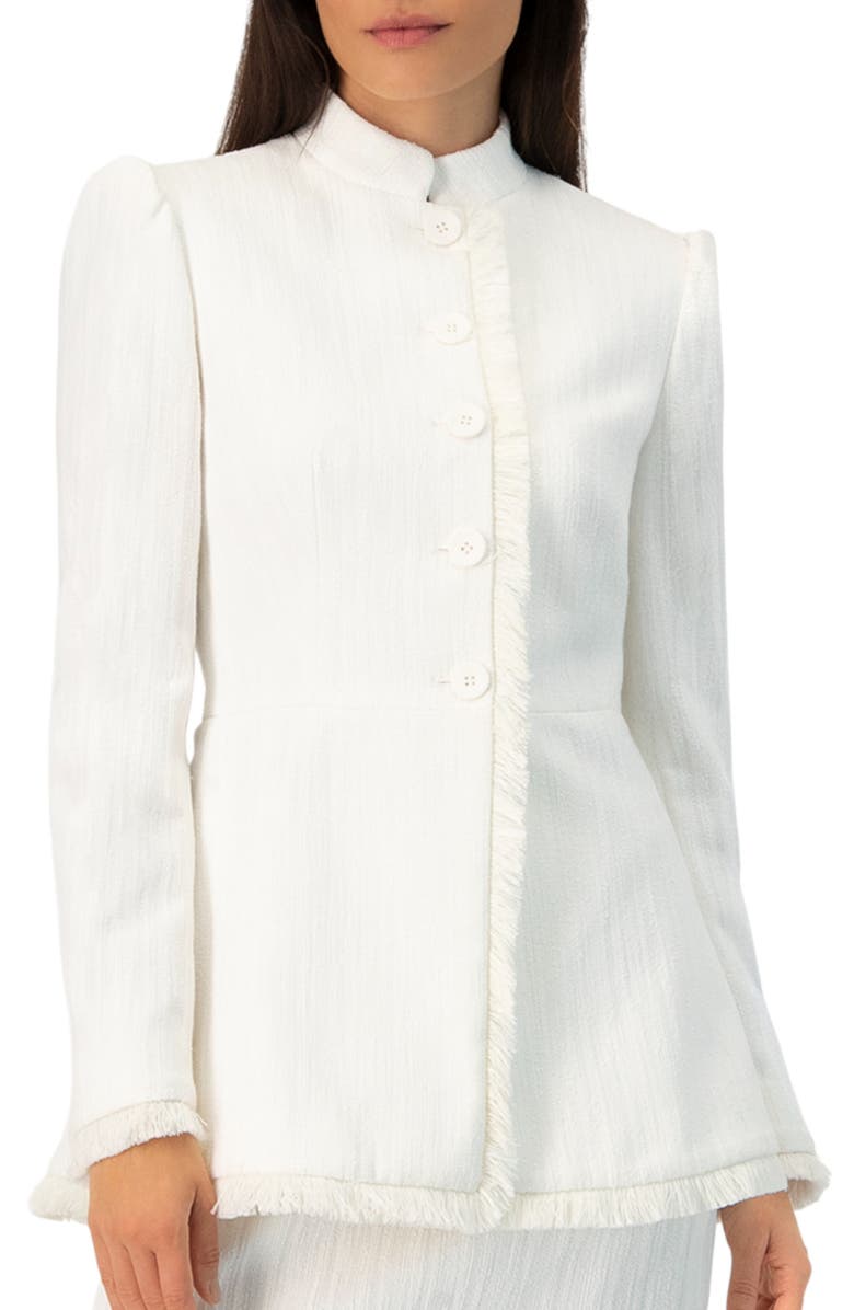 IVONNE Buttoned Blazer with Fringe Detail, Main, color, Ivory