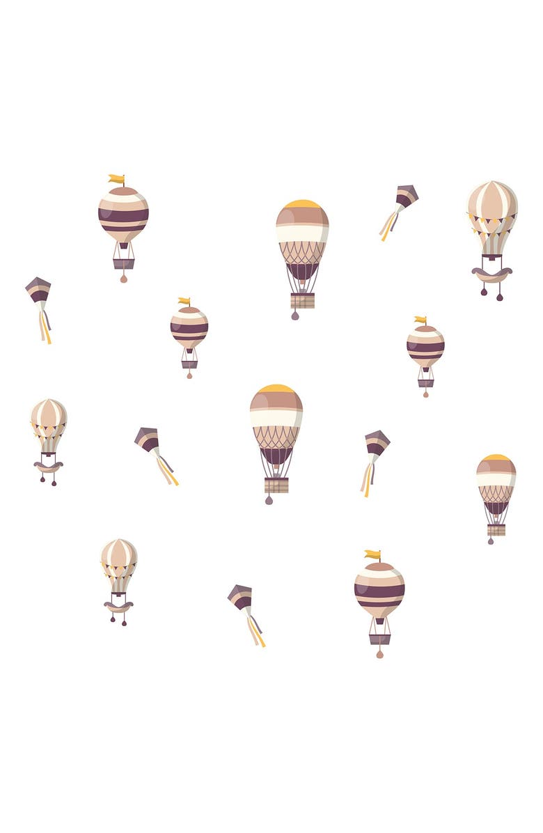 WALPLUS 2D Animation Hot Air Balloons Wall Decor - Dusty Pink, Alternate, color, 