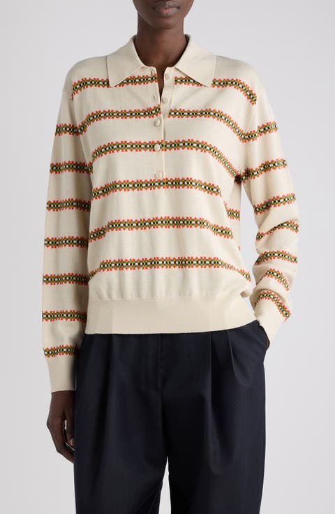 Tunos Geometric Stripe Wool Polo
