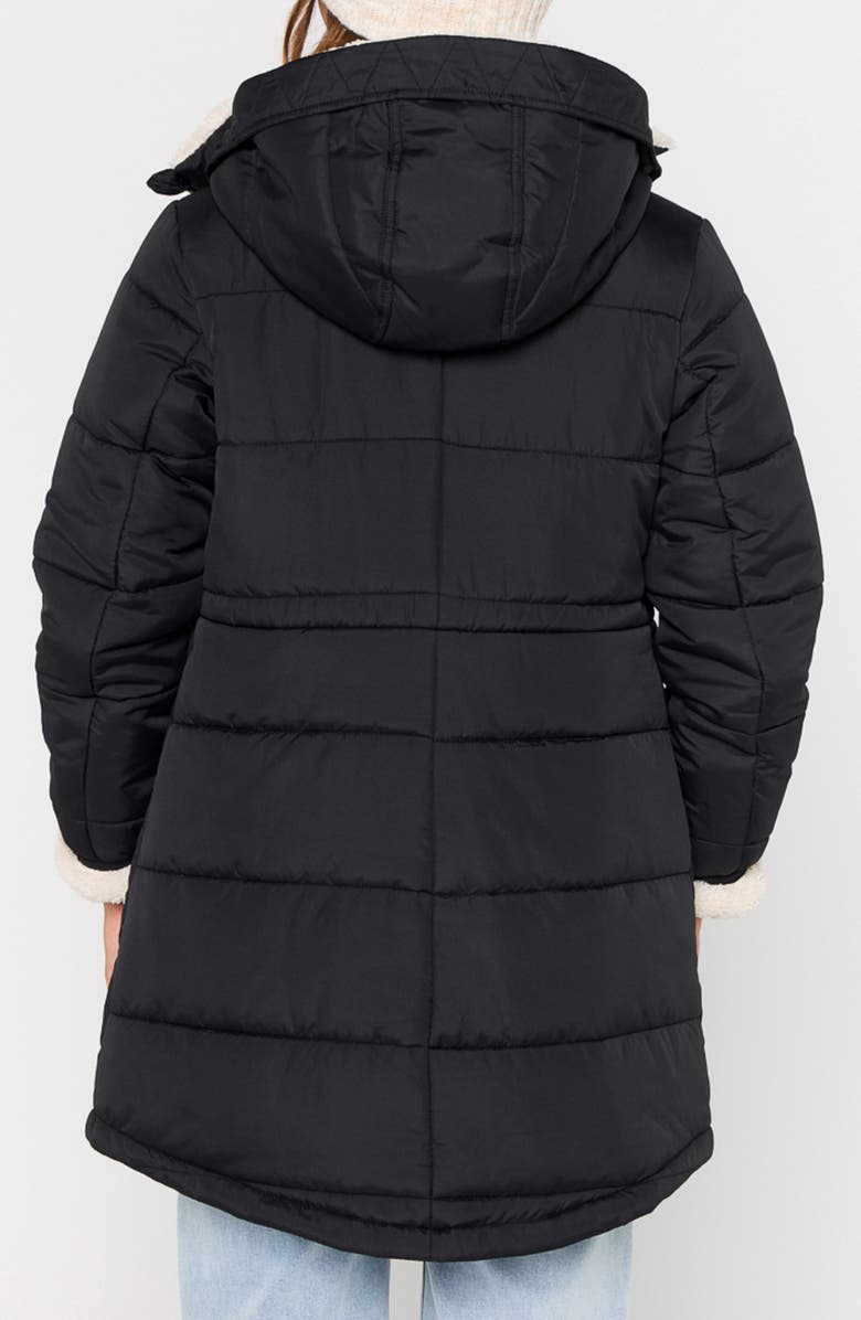 Rip Curl Anti-Series Anoeta Water Repellent Longline Quilted Coat, Alternate, color, Washed Black