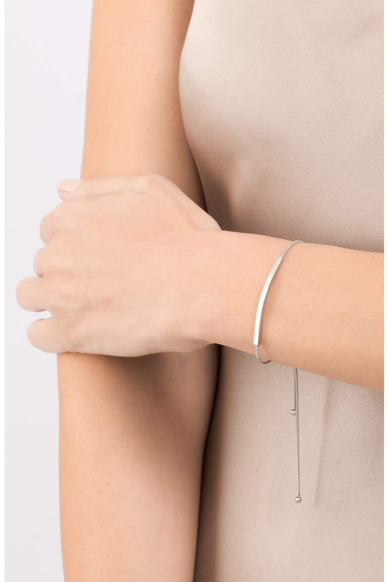 White Rhodium Plated Bar Station Slide Bracelet, Alternate, color, SILVER