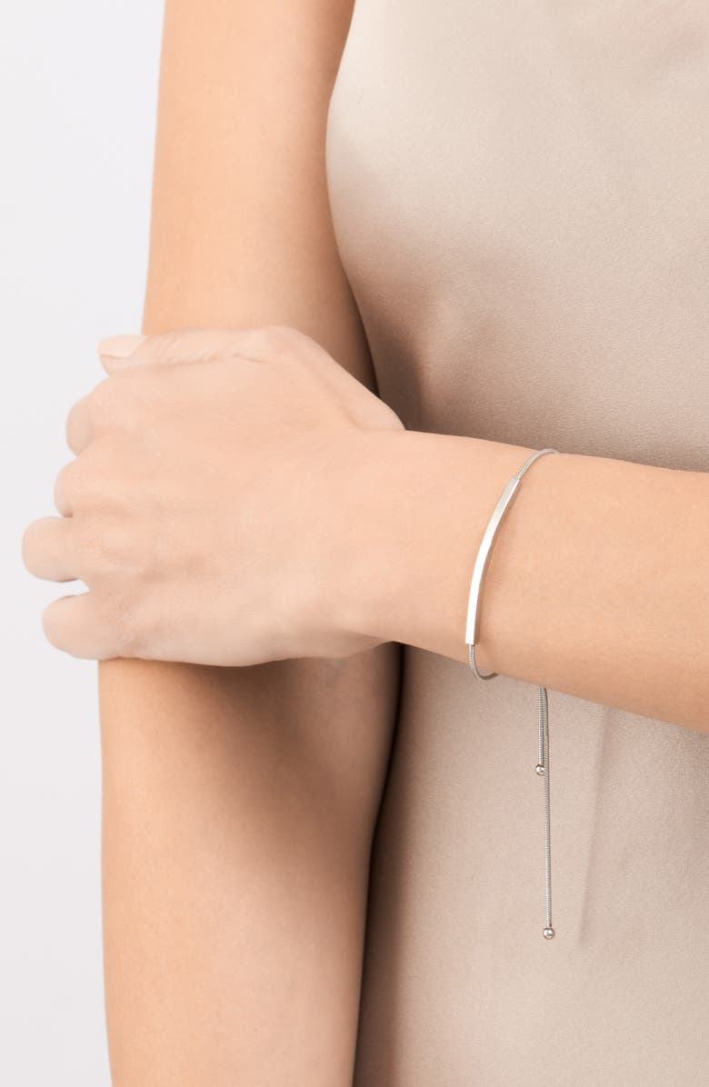 Adornia White Rhodium Plated Bar Station Slide Bracelet, Alternate, color, Silver