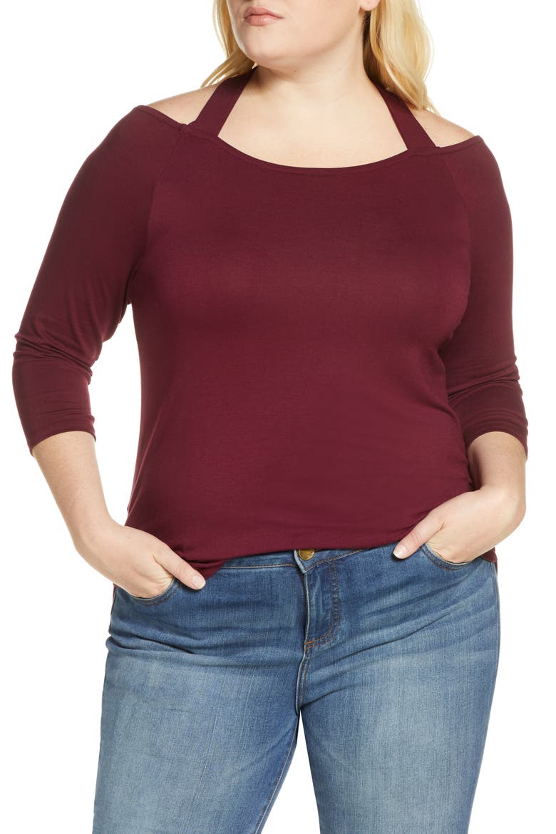 Cross Strap Top, Main, color, DARK BURGUNDY