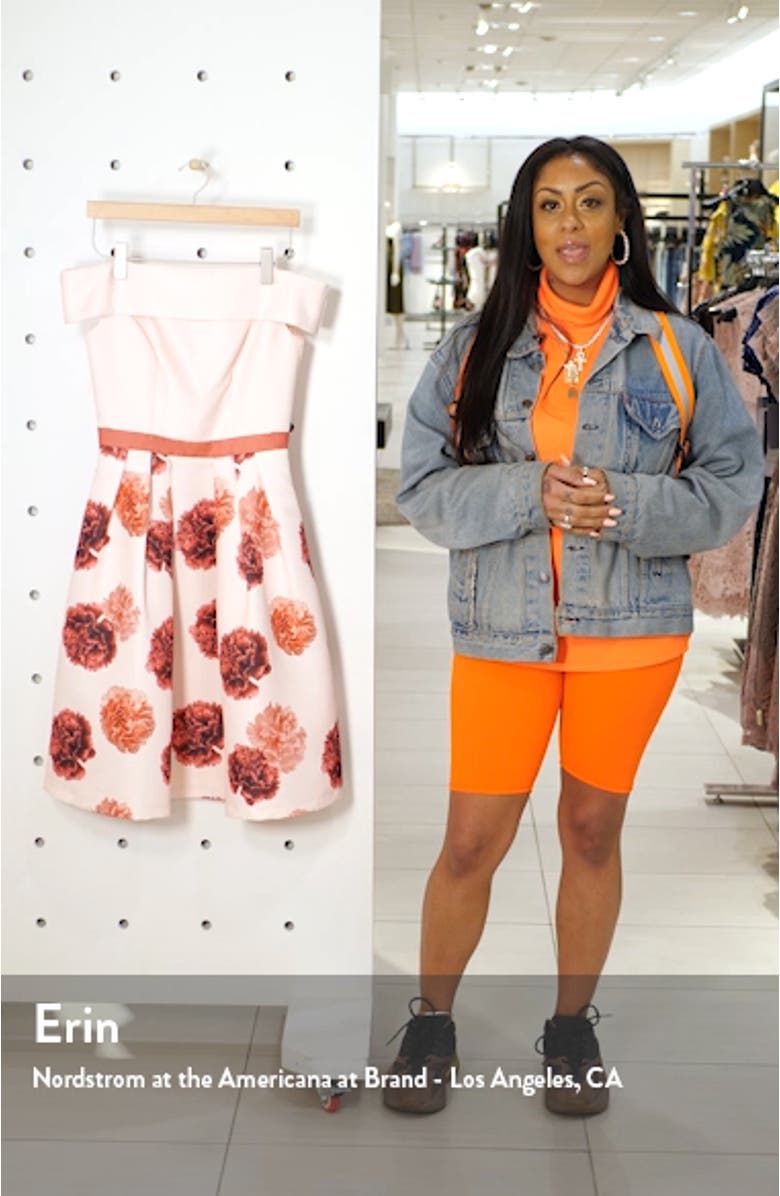 Floral Off the Shoulder Fit & Flare Dress, sales video thumbnail