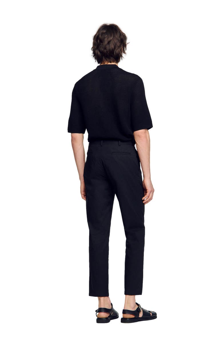 SANDRO Cotton tapered trousers, Alternate, color, Black